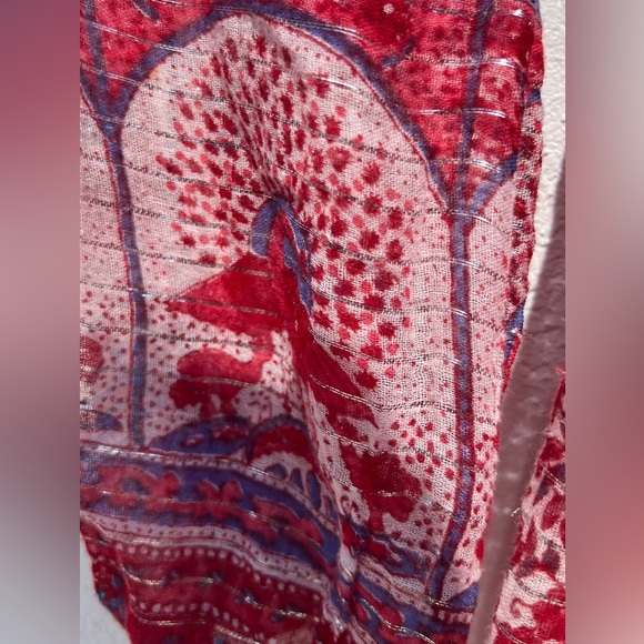 VTG Red Floral Long Sleeve Sheer Beach Coverup Jumpsuit - Picture 8 of 14